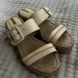 Sam Edelman 7 Cream Woven Platform Sandals espadrille